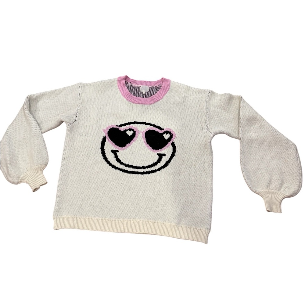 Women’s Cream Sweater with Heart Eyes Smiley